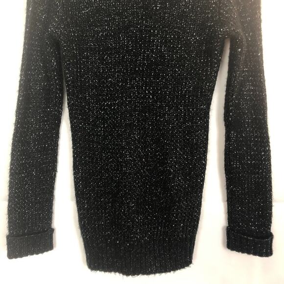 Derek Heart Y2K Cowl Neck Metallic Black Knit Sweater Size M - Picture 8 of 11